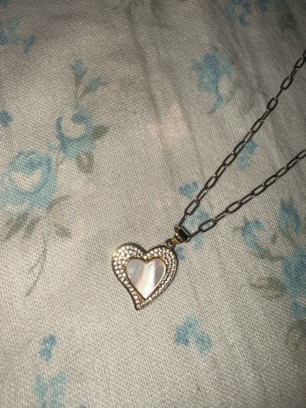 Others Follow Gold and Silver Heart Pendant Necklace with Mother-of-Pearl